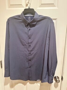 ConStruct Men's Blue Microdot 4 Way Stretch Wrinkle Free Long Sleeve Shirt Sz XL